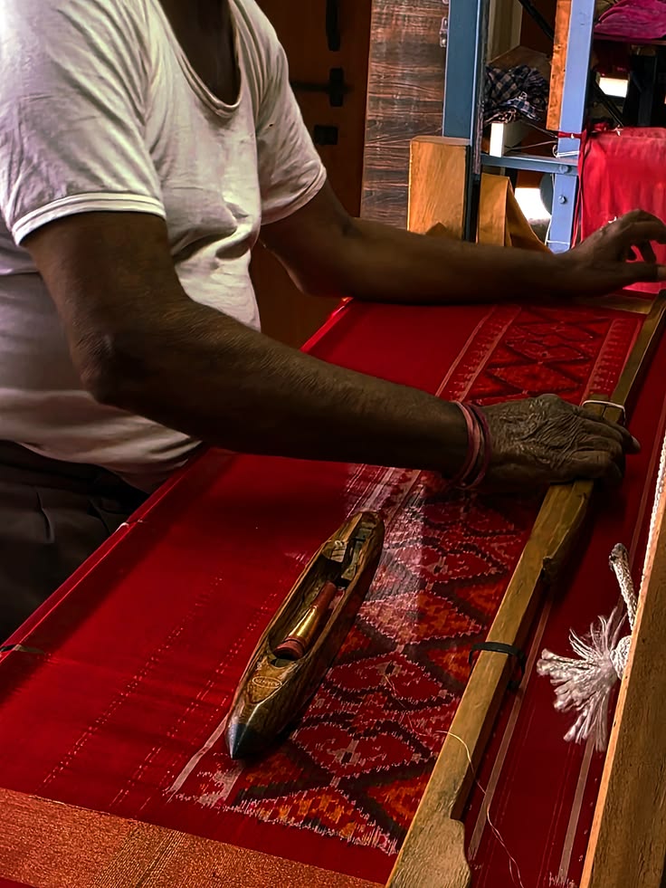 Master Ustad Hands Weaving Jamdani on the Pit Loom